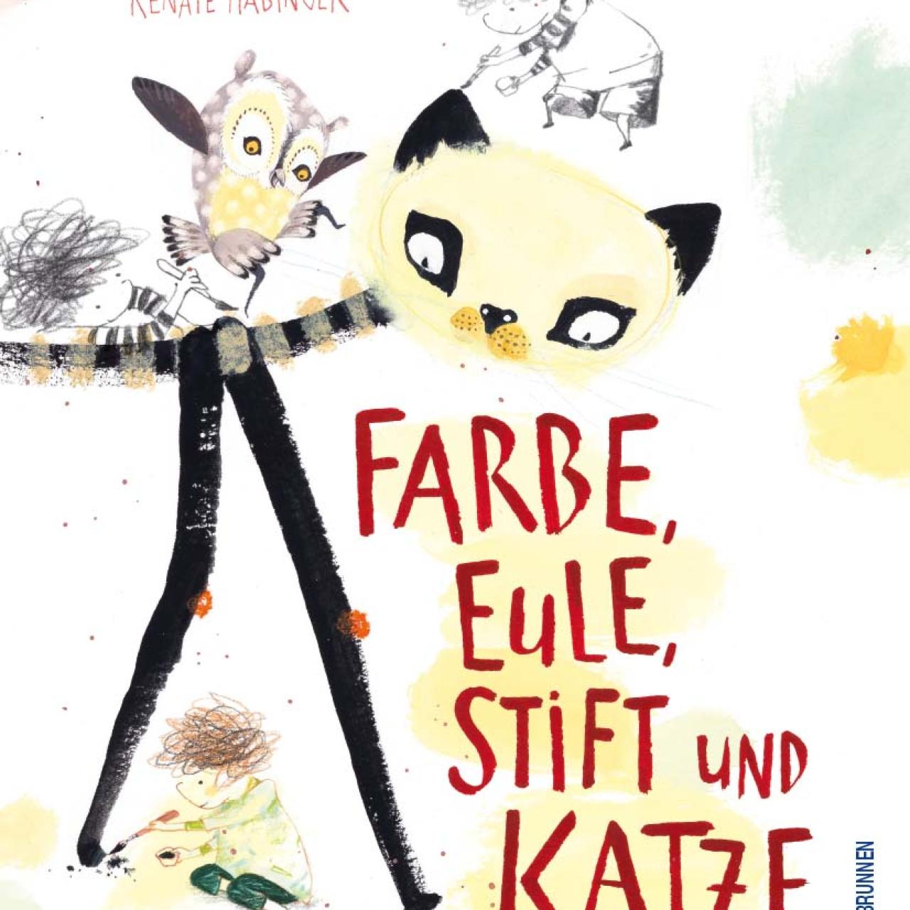 Cover Farbe Eule Stift und Katze